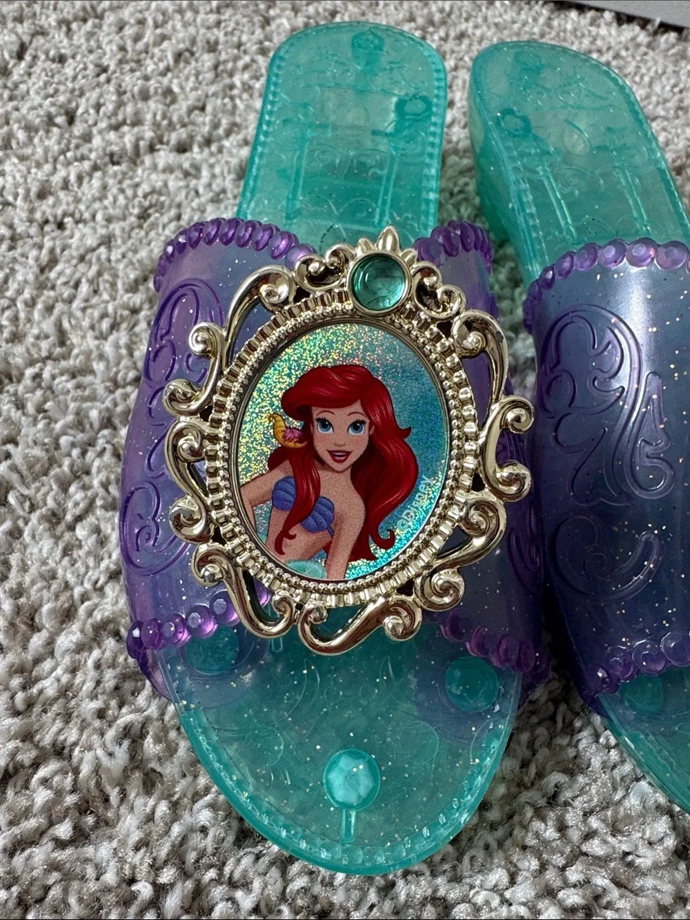 Girls' Ariel Jelly Slide Heels/ Sandals in Teal and Purple